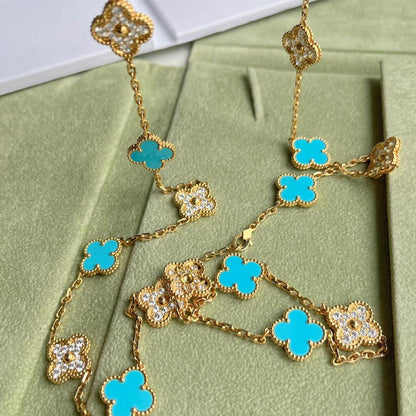 [Clover]CLOVER 20 MOTIFS TURQUOISE DIAMOND NECKLACE