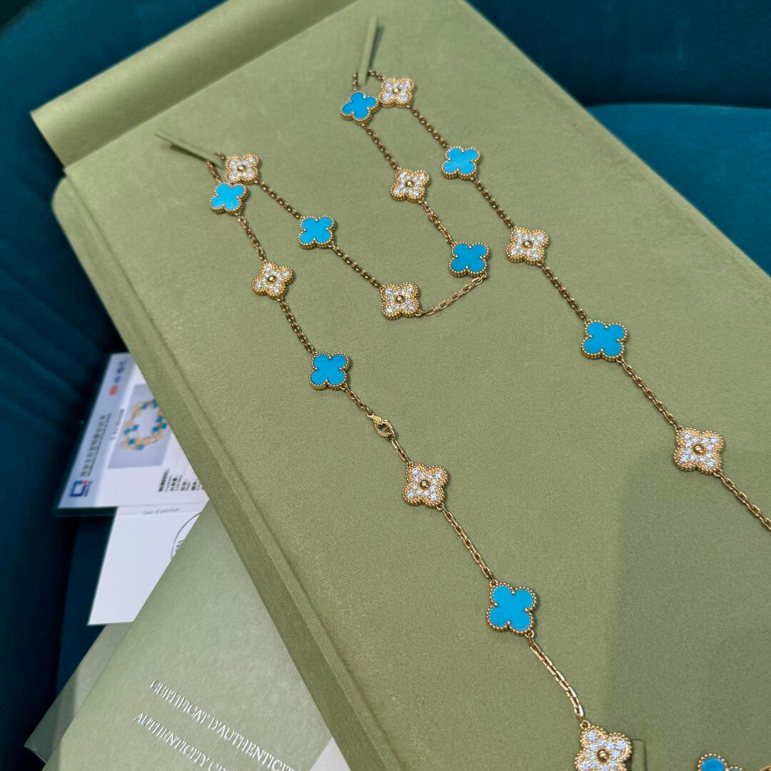 [Clover]CLOVER 20 MOTIFS TURQUOISE DIAMOND NECKLACE