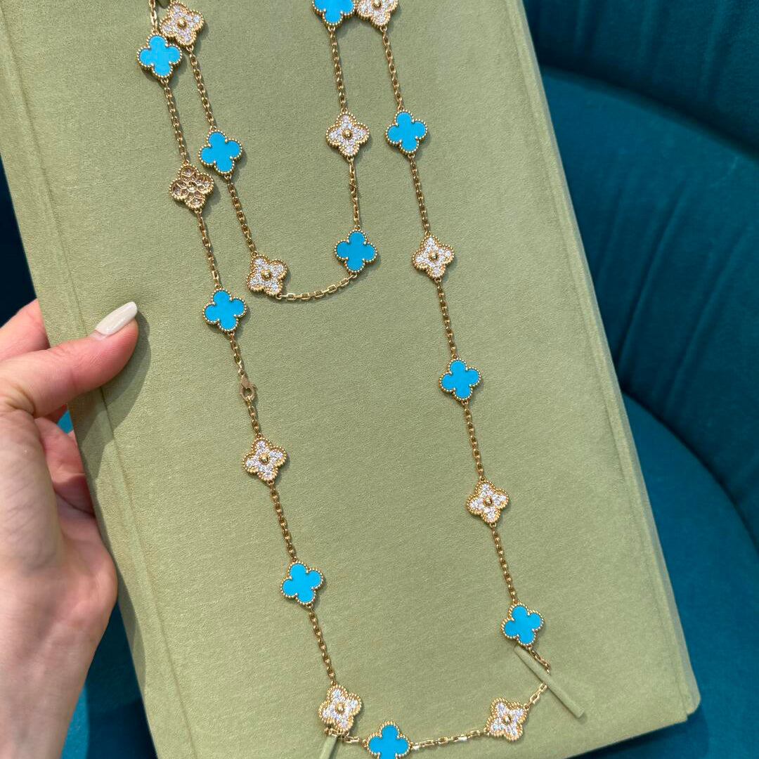 [Clover]CLOVER 20 MOTIFS TURQUOISE DIAMOND NECKLACE