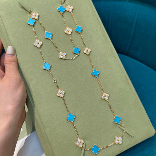 [Clover]CLOVER 20 MOTIFS TURQUOISE DIAMOND NECKLACE