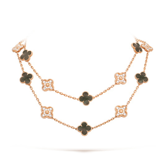 [Clover]CLOVER 20 MOTIFS DARK MOP DIAMOND  NECKLACE