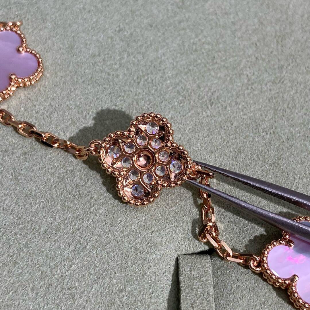 [Clover]CLOVER 10 MOTIFS DIAMOND PINK MOP NECKLACE