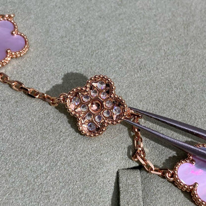 [Clover]CLOVER 10 MOTIFS DIAMOND PINK MOP NECKLACE