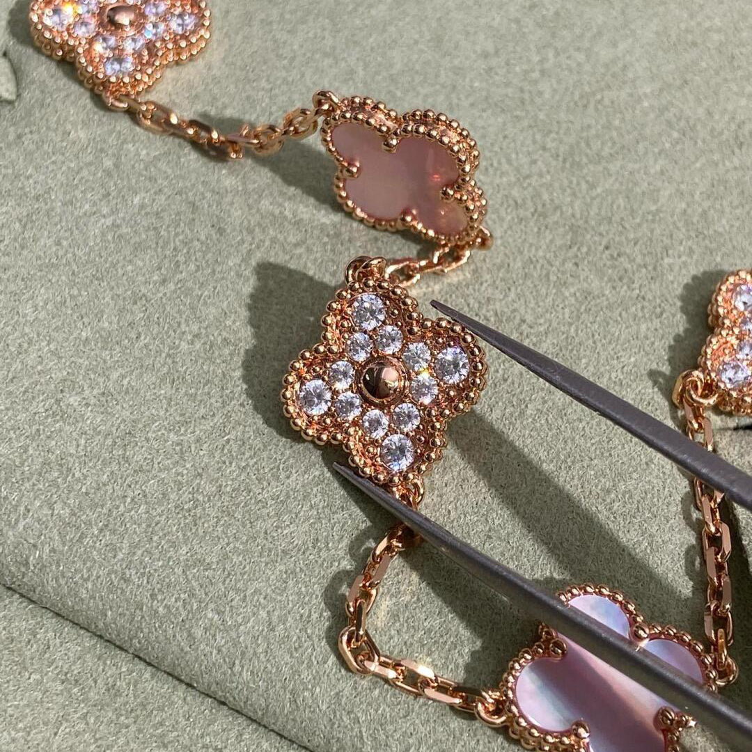 [Clover]CLOVER 10 MOTIFS DIAMOND PINK MOP NECKLACE