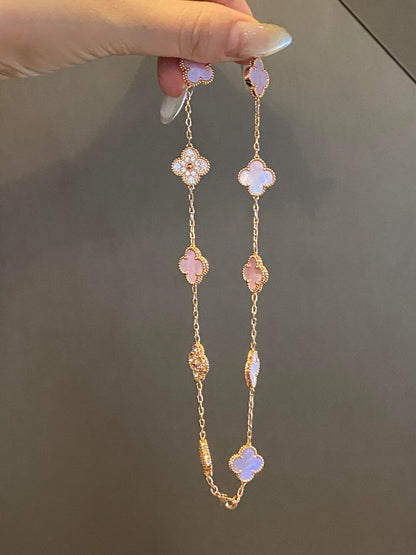 [Clover]CLOVER 10 MOTIFS DIAMOND PINK MOP NECKLACE