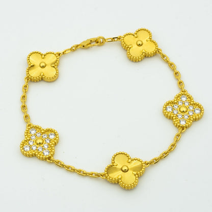 [Clover]CLOVER BRACELET 5 MOTIFS GOLD DIAMOND