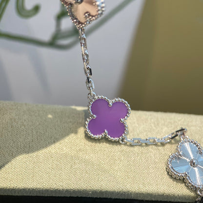 [Clover]CLOVER  5 MOTIFS  PURPLE VIOLET BRACELET SILVER