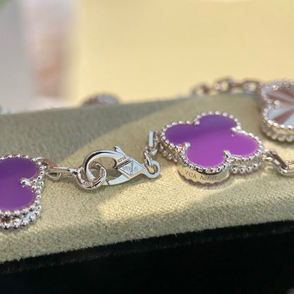 [Clover]CLOVER  5 MOTIFS  PURPLE VIOLET BRACELET SILVER