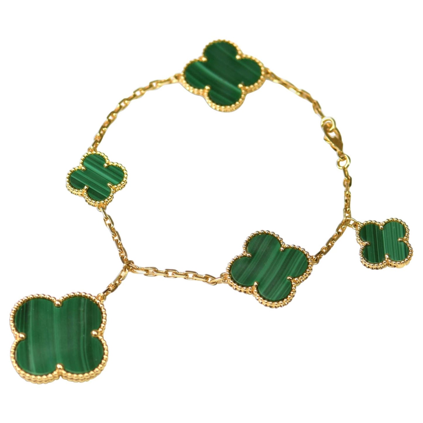 [Clover]MAGIC CLOVER MALACHITE GOLD BRACELET 5 MOTIFS