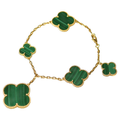 [Clover]MAGIC CLOVER MALACHITE GOLD BRACELET 5 MOTIFS