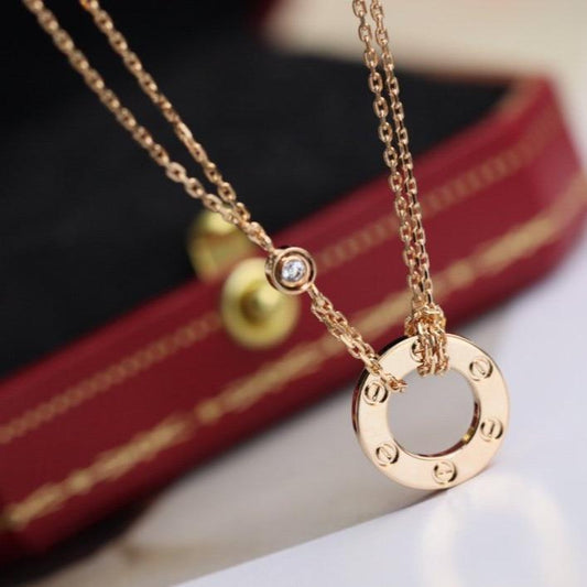 [Clover]LOVE NECKLACE ADJUSTABLE ROSE GOLD 2 DIAMOND