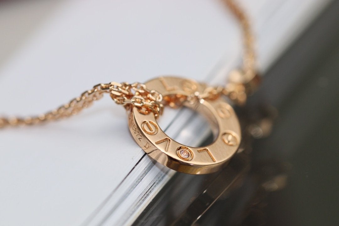 [Clover]LOVE NECKLACE ADJUSTABLE ROSE GOLD 2 DIAMOND