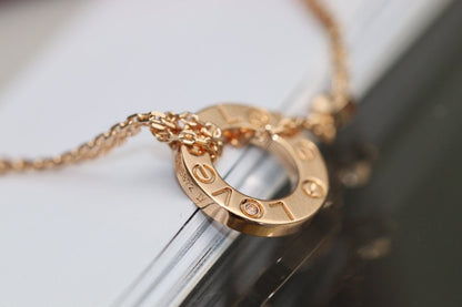 [Clover]LOVE NECKLACE ADJUSTABLE ROSE GOLD 2 DIAMOND