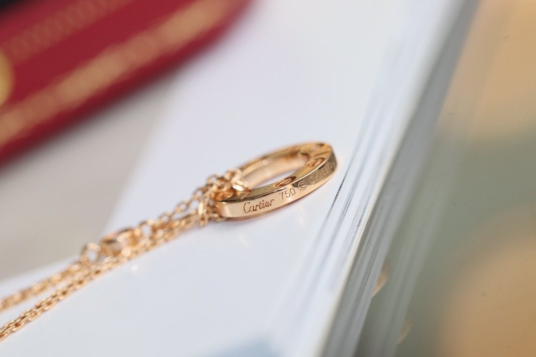 [Clover]LOVE NECKLACE ADJUSTABLE ROSE GOLD 2 DIAMOND