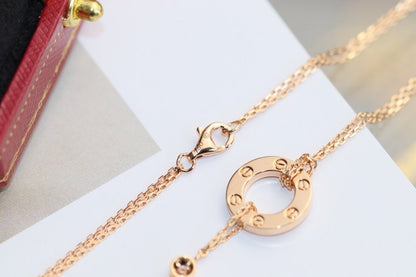 [Clover]LOVE NECKLACE ADJUSTABLE ROSE GOLD 2 DIAMOND