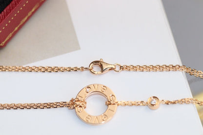 [Clover]LOVE NECKLACE ADJUSTABLE ROSE GOLD 2 DIAMOND