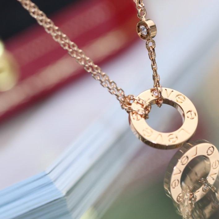 [Clover]LOVE NECKLACE ADJUSTABLE ROSE GOLD 2 DIAMOND