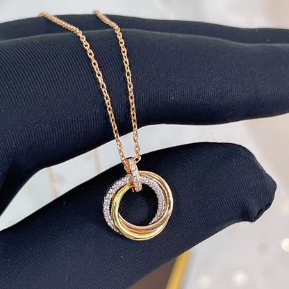 [Clover]TRINITY NECKLACE SILVER GOLD PINK GOLD DIAMONDS