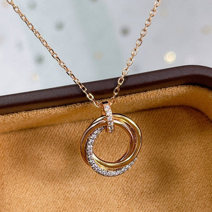 [Clover]TRINITY NECKLACE SILVER GOLD PINK GOLD DIAMONDS
