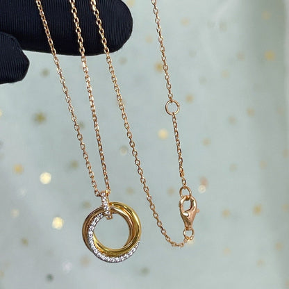 [Clover]TRINITY NECKLACE SILVER GOLD PINK GOLD DIAMONDS