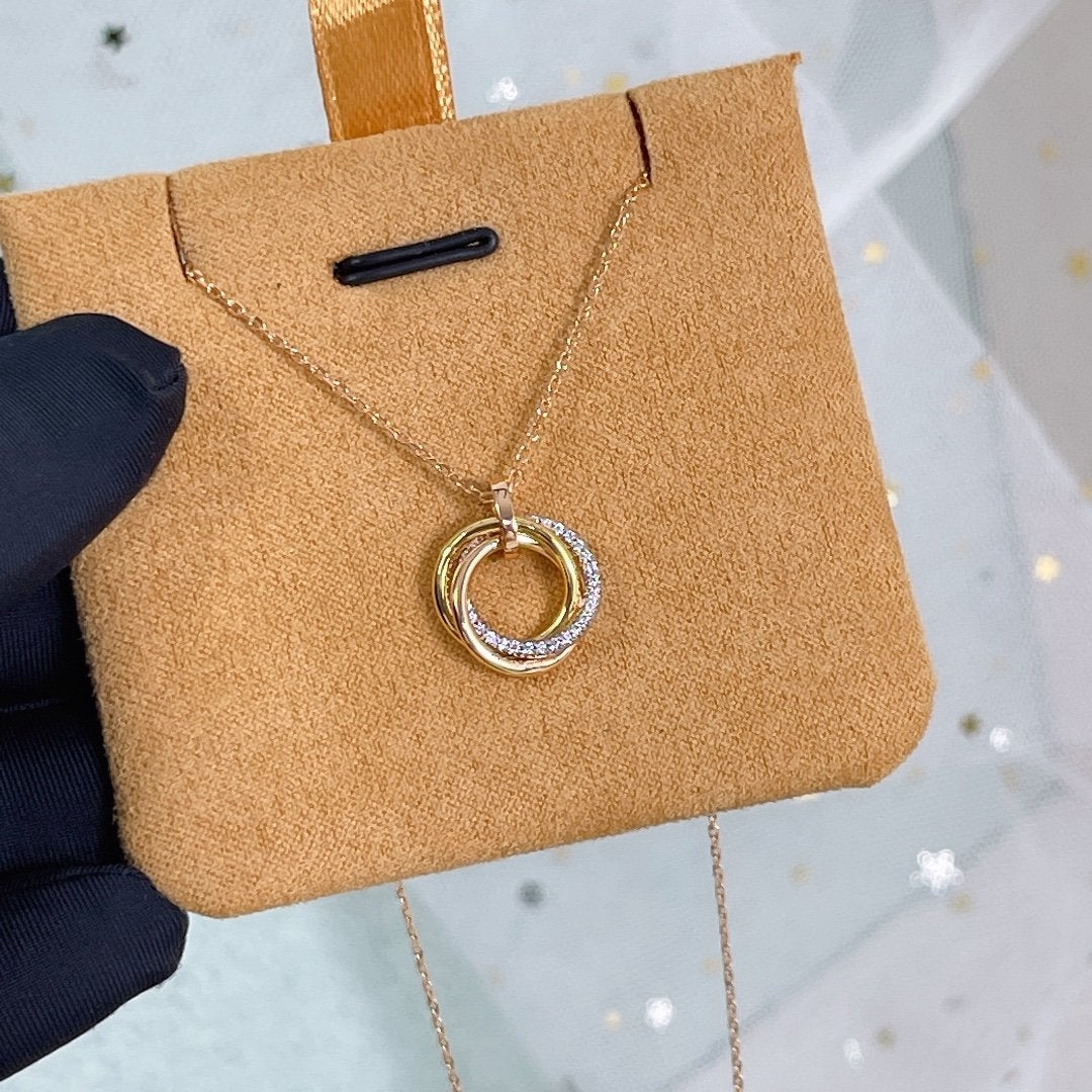 [Clover]TRINITY NECKLACE SILVER GOLD PINK GOLD DIAMONDS