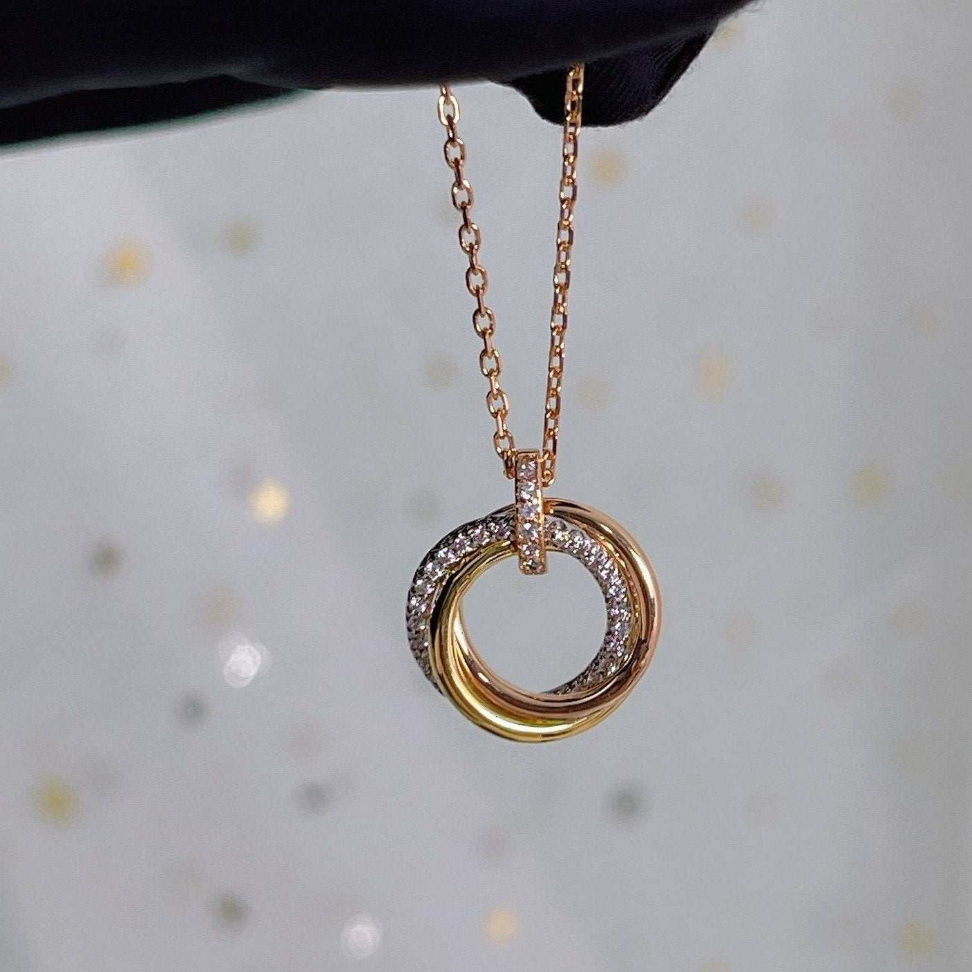 [Clover]TRINITY NECKLACE SILVER GOLD PINK GOLD DIAMONDS
