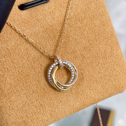 [Clover]TRINITY NECKLACE SILVER GOLD PINK GOLD DIAMONDS