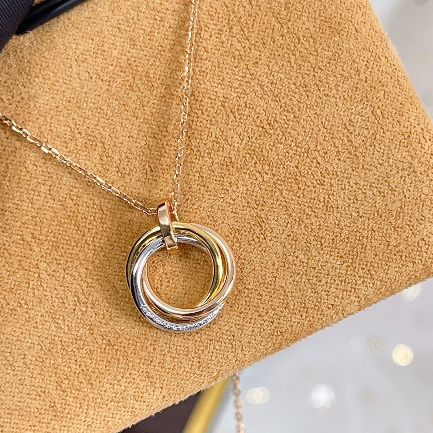 [Clover]TRINITY NECKLACE SILVER GOLD PINK GOLD DIAMONDS