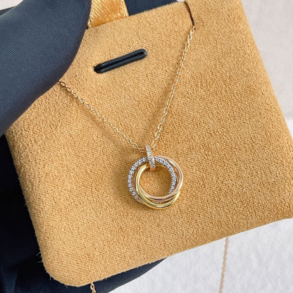 [Clover]TRINITY NECKLACE SILVER GOLD PINK GOLD DIAMONDS