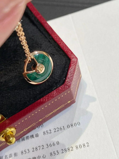 [Clover]AMULETTE ROSE GOLD MALACHITE NECKLACE