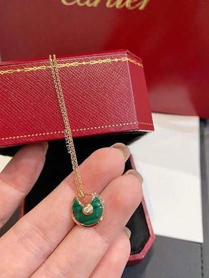 [Clover]AMULETTE ROSE GOLD MALACHITE NECKLACE