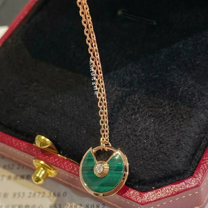 [Clover]AMULETTE ROSE GOLD MALACHITE NECKLACE