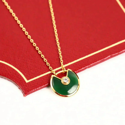 [Clover]AMULETTE GOLD MALACHITE NECKLACE