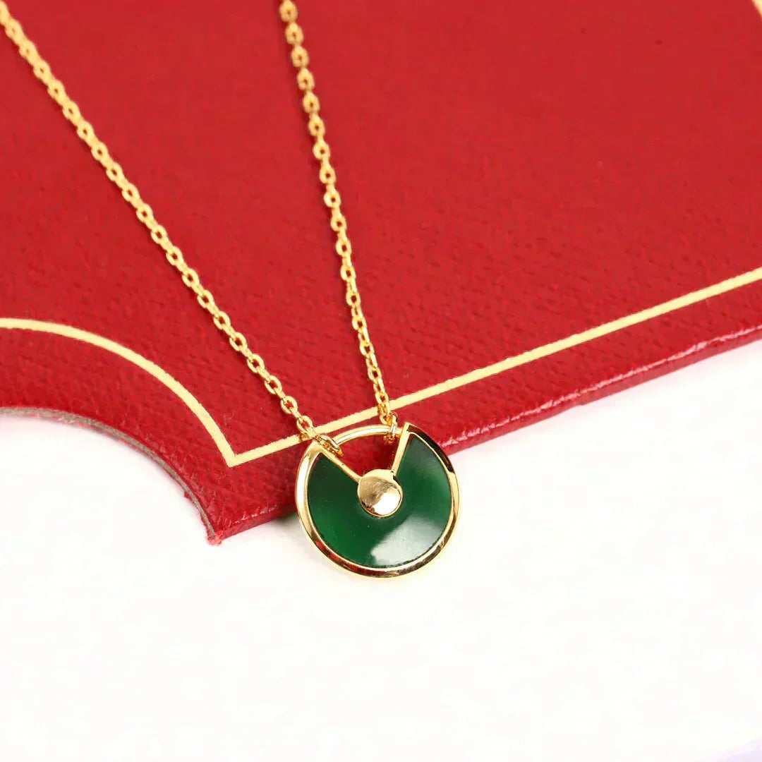 [Clover]AMULETTE GOLD MALACHITE NECKLACE