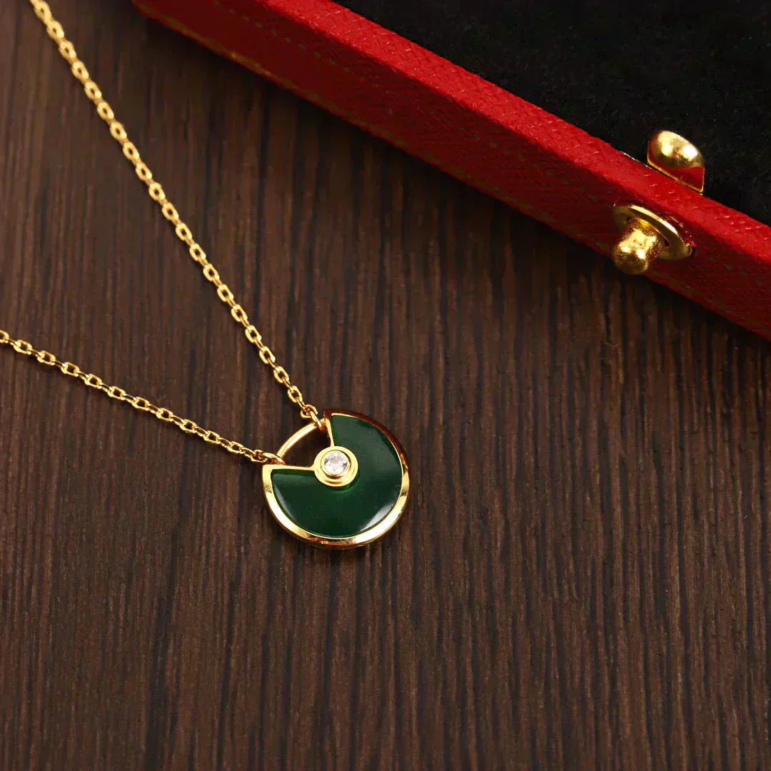 [Clover]AMULETTE GOLD MALACHITE NECKLACE