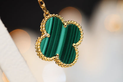 [Clover]CLOVER EARRINGS GOLD MALACHITE DIAMOND 3 MOTIF