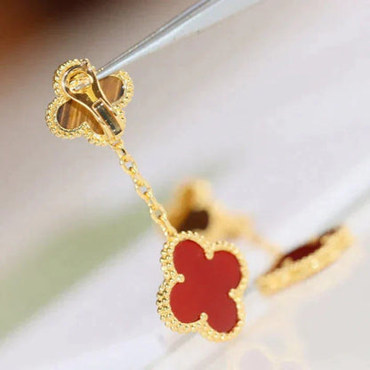 [Clover]CLOVER  2 MOTIF  TIGER EYE CARNELIAN EARRINGS