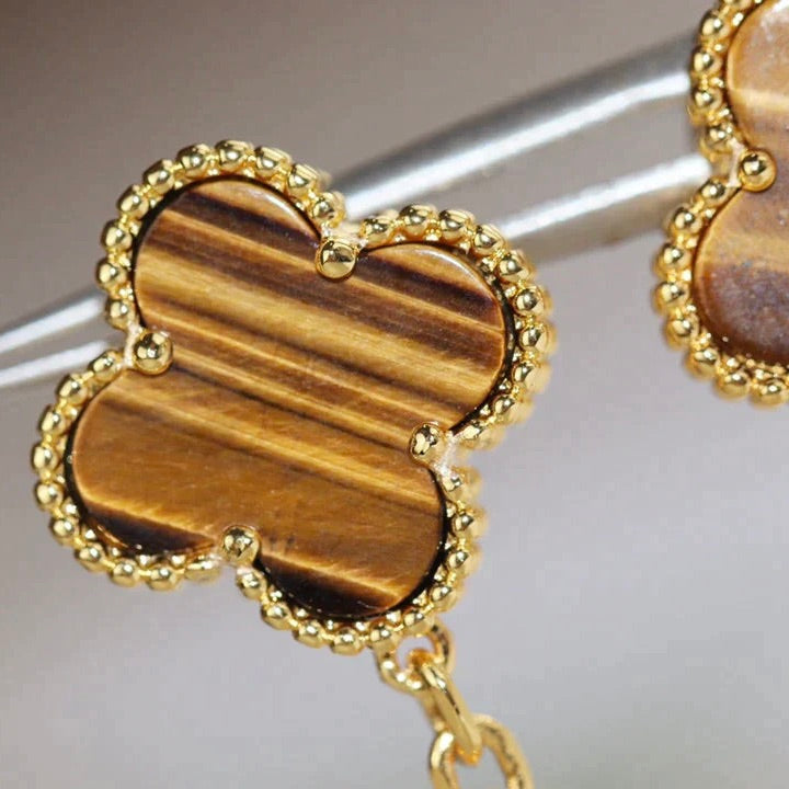 [Clover]CLOVER  2 MOTIF  TIGER EYE CARNELIAN EARRINGS