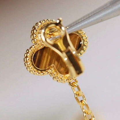 [Clover]CLOVER  2 MOTIF  TIGER EYE CARNELIAN EARRINGS