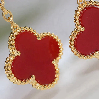 [Clover]CLOVER  2 MOTIF  TIGER EYE CARNELIAN EARRINGS