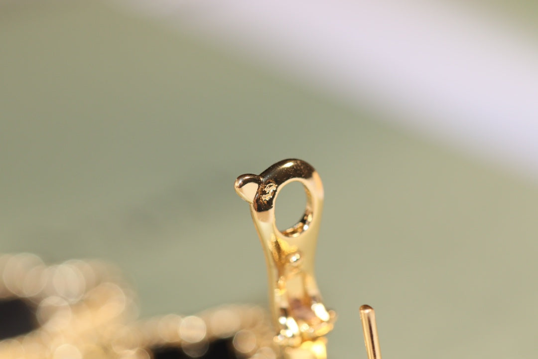 [Clover]CLOVER EARRINGS GOLD ONYX MOP 3 MOTIF