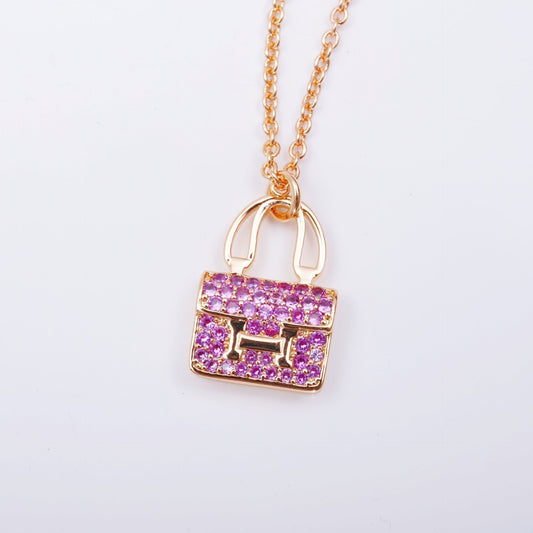 [Clover]CONSTANCE PEDANT PURPLE DIAMOND NECKLACE