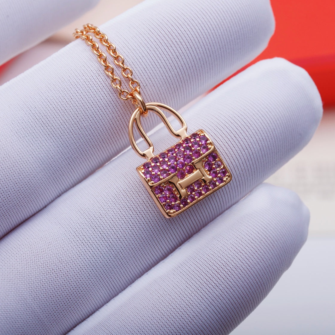 [Clover]CONSTANCE PEDANT PURPLE DIAMOND NECKLACE