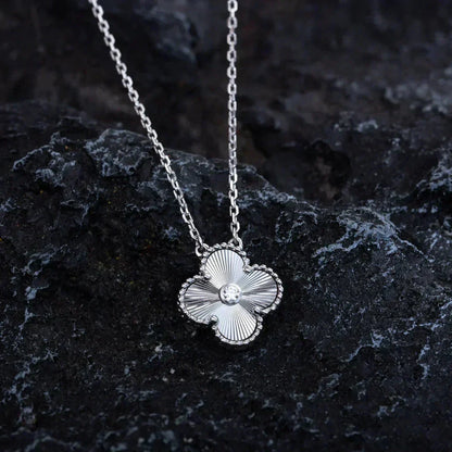 [Clover]CLOVER  15MM DIAMOND LASER NECKLACE SILVER