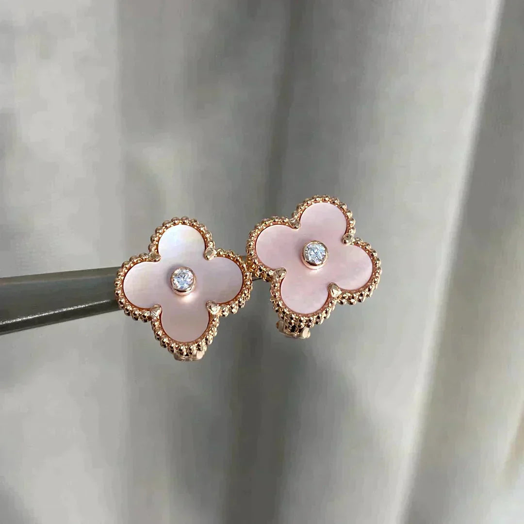 [Clover]CLOVER MEDIUM 1 MOTIFS  PINK MOP DIAMOND EARRINGS