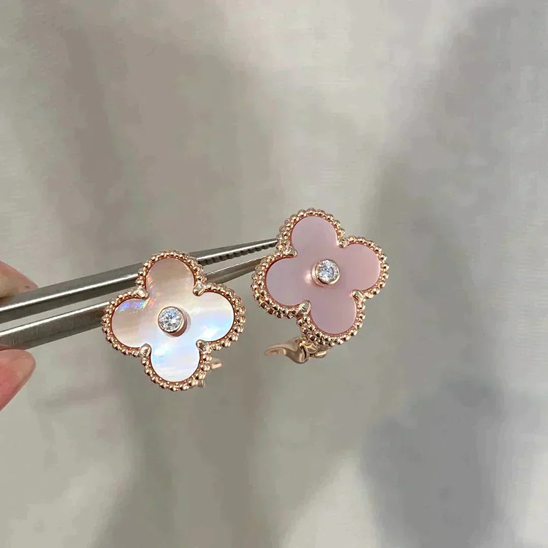 [Clover]CLOVER MEDIUM 1 MOTIFS  PINK MOP DIAMOND EARRINGS