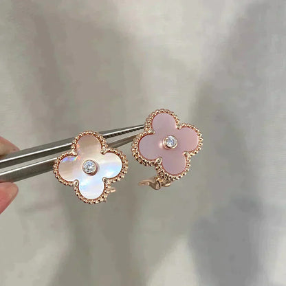 [Clover]CLOVER MEDIUM 1 MOTIFS  PINK MOP DIAMOND EARRINGS