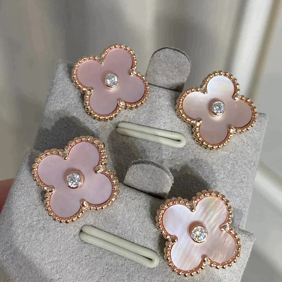 [Clover]CLOVER MEDIUM 1 MOTIFS  PINK MOP DIAMOND EARRINGS