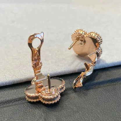 [Clover]CLOVER MEDIUM 1 MOTIFS GRAY MOP  DIAMOND EARRINGS