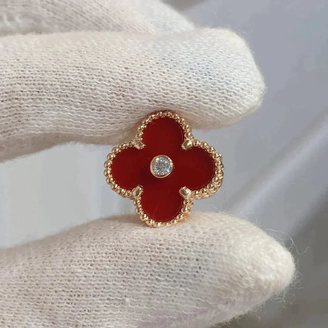 [Clover]CLOVER MEDIUM 1 MOTIFS CARNELIAN  DIAMOND earrings